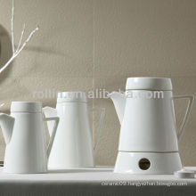 Graceful porcelain coffee pot with warmer used for hotel and restaurant